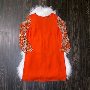 Club Monaco Coral Floral Sleeved Shift Dress